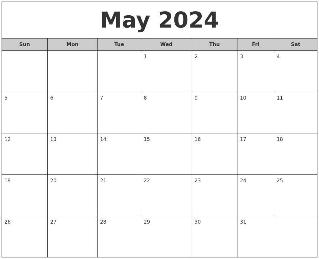 May 2024 Calendar Memorial Day Best Amazing List of - Printable