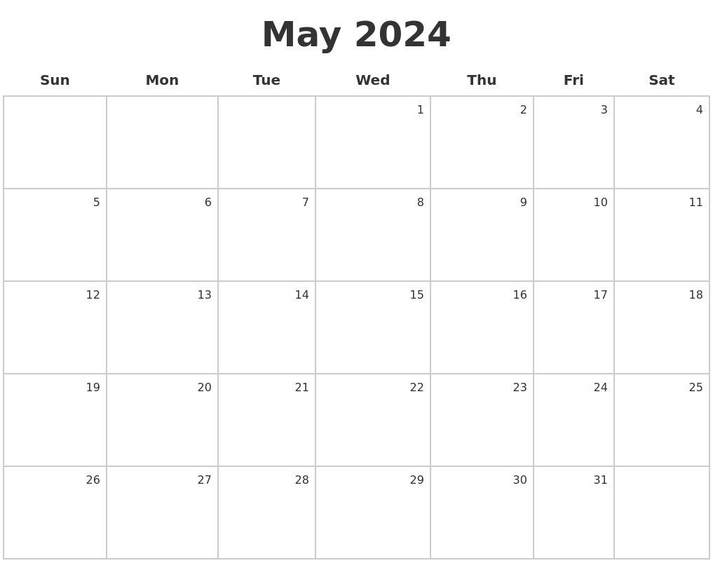 May 2024 Make A Calendar