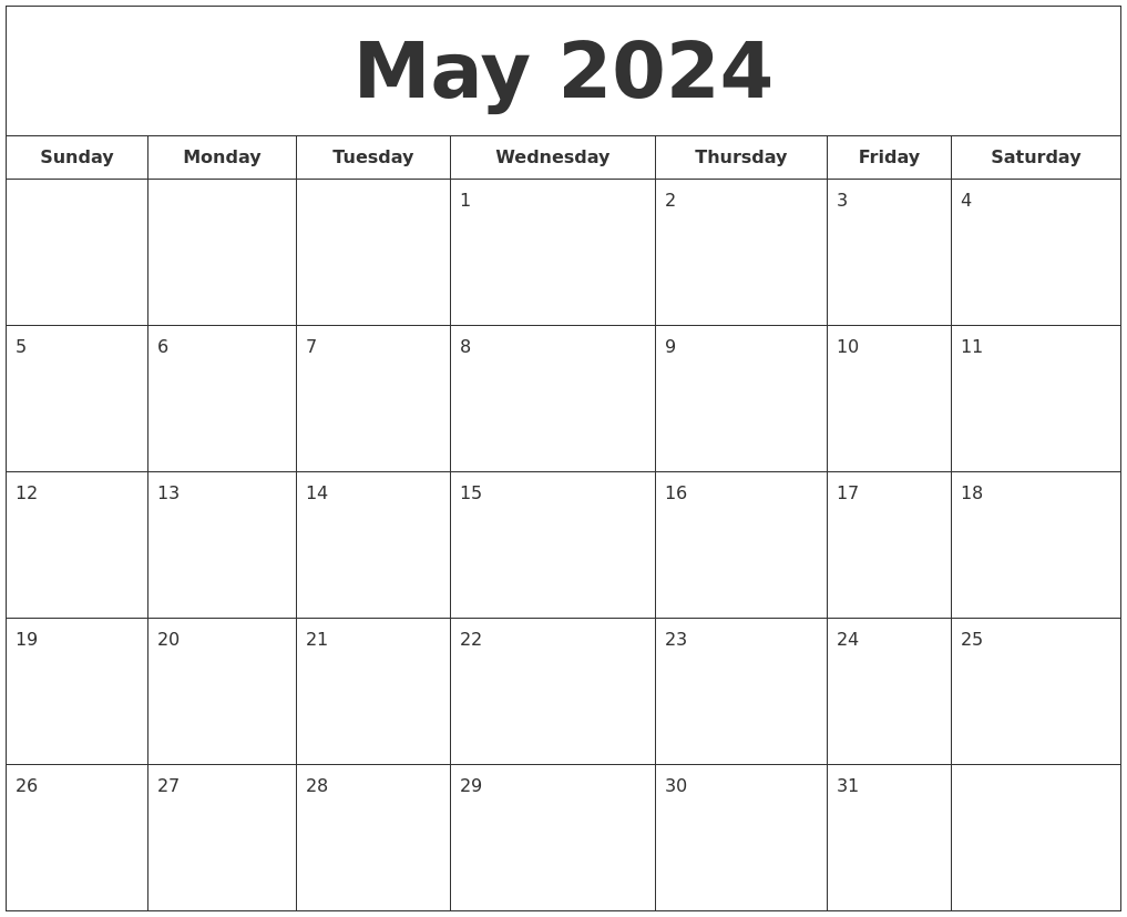 Free Printable 2024 May Calendar Pages Template Honey Laurena