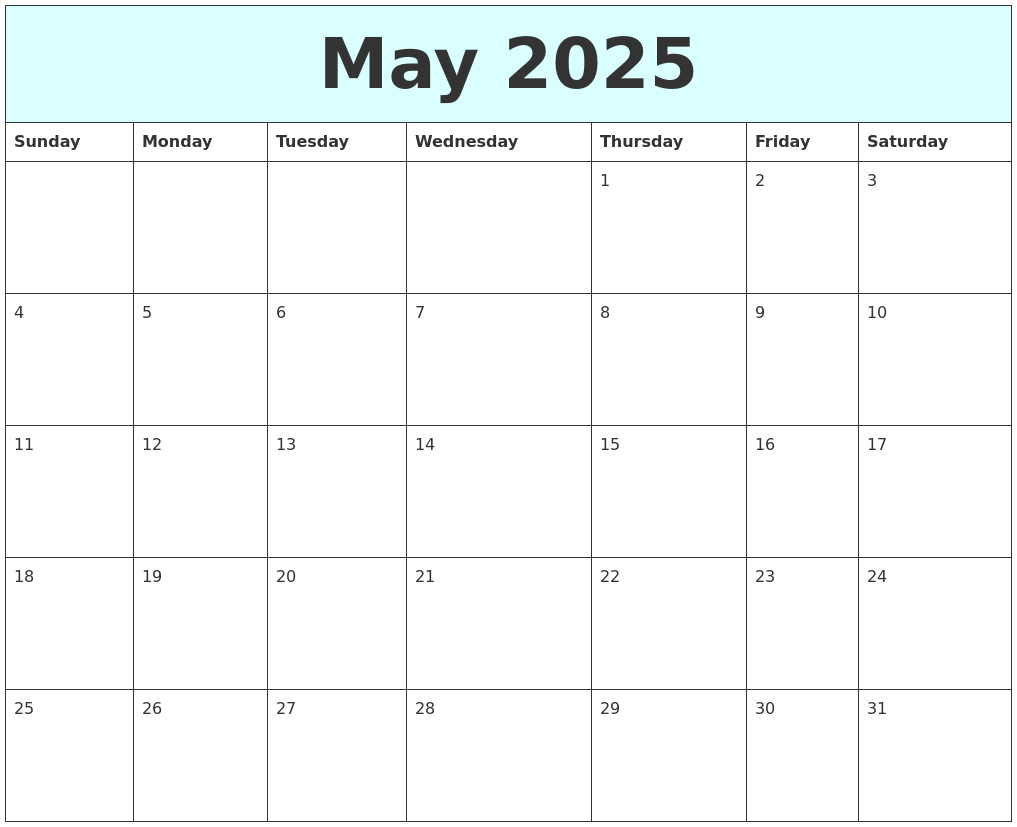 May 2025 Free Calendar