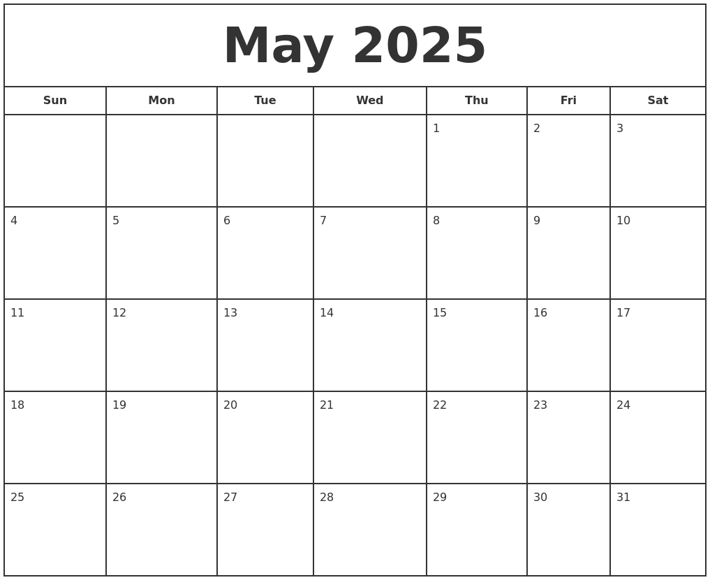 July 2025 Calendar Maker