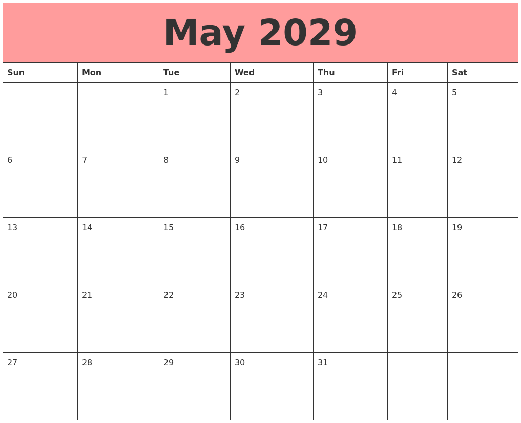 May 2029 Calendars That Work