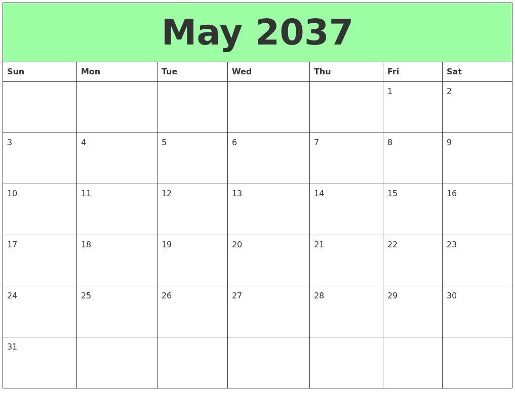 May 2037 Printable Calendars