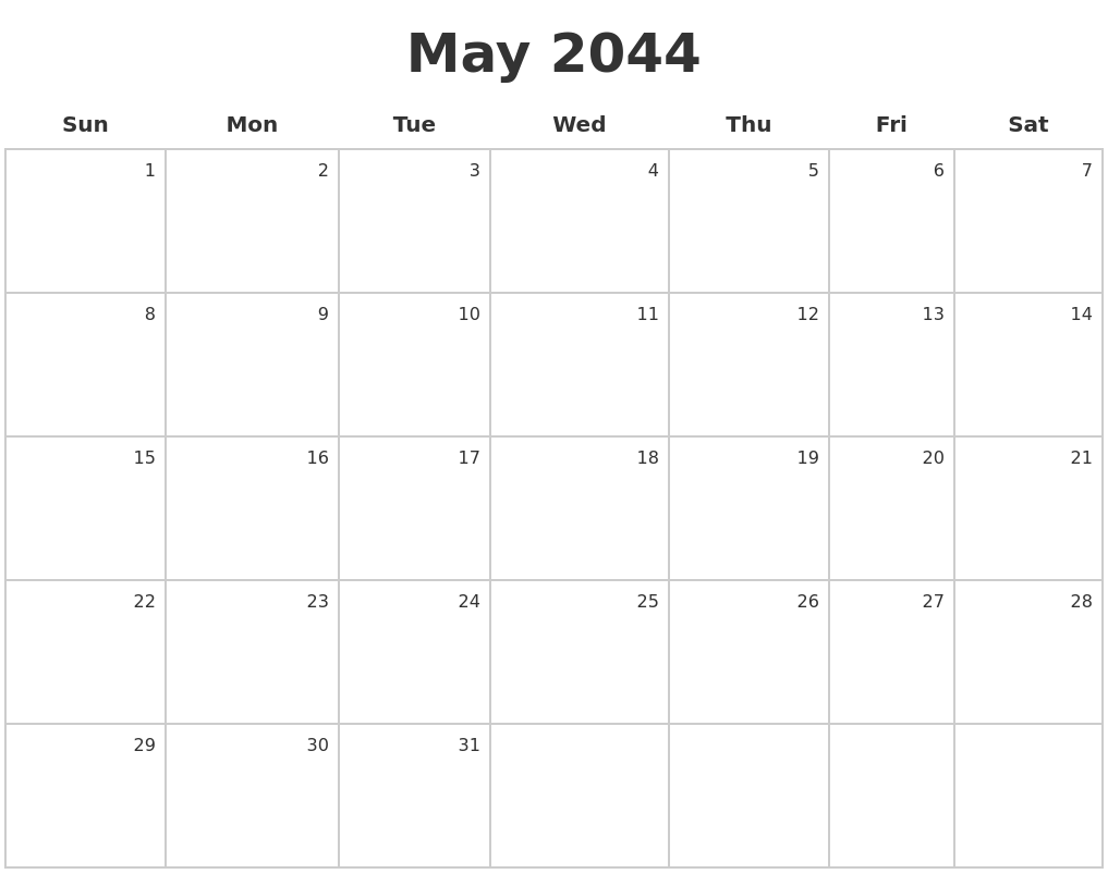 May 2044 Make A Calendar