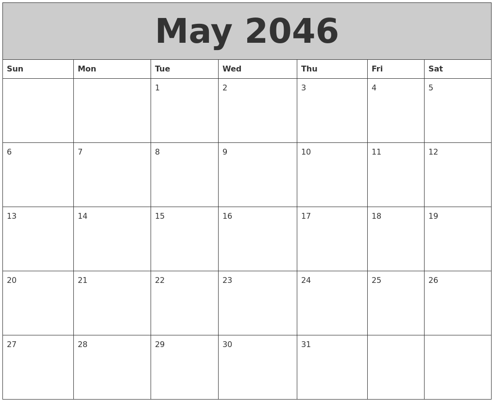 May 2046 My Calendar