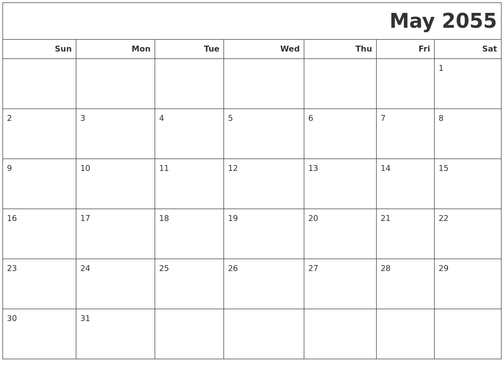 May 2055 Calendars To Print