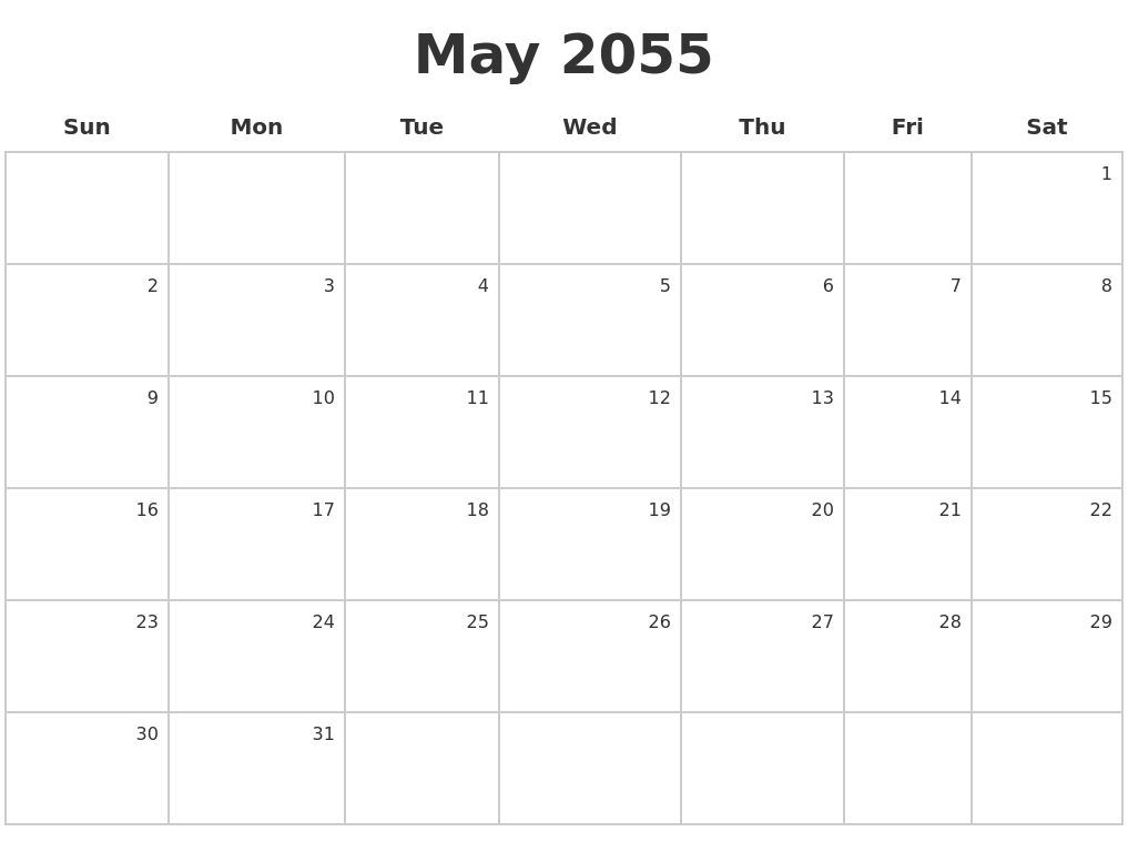 May 2055 Make A Calendar