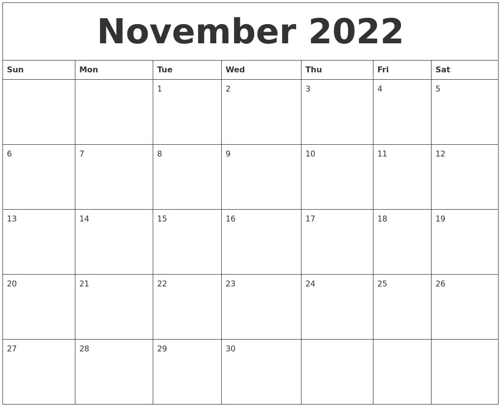 October 2022 Monthly Calendar To Print