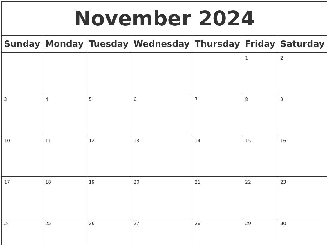 November 2024 Blank Calendar