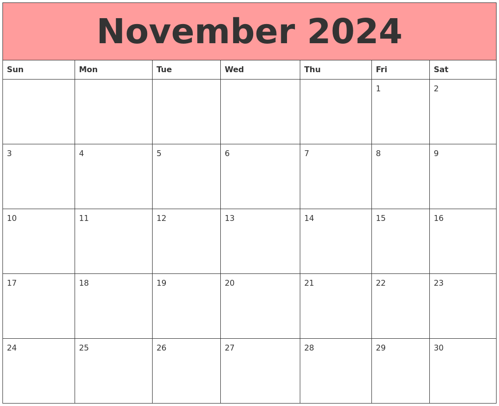 November 2024 Calendars That Work