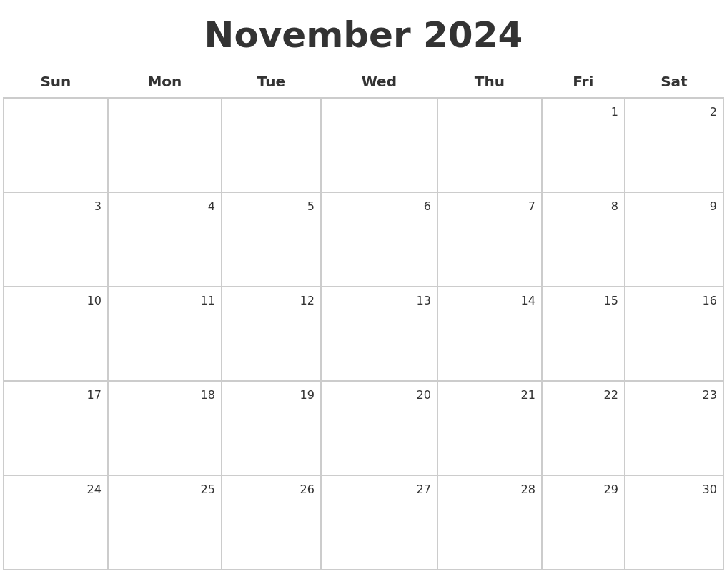 make a calendar november at starfall