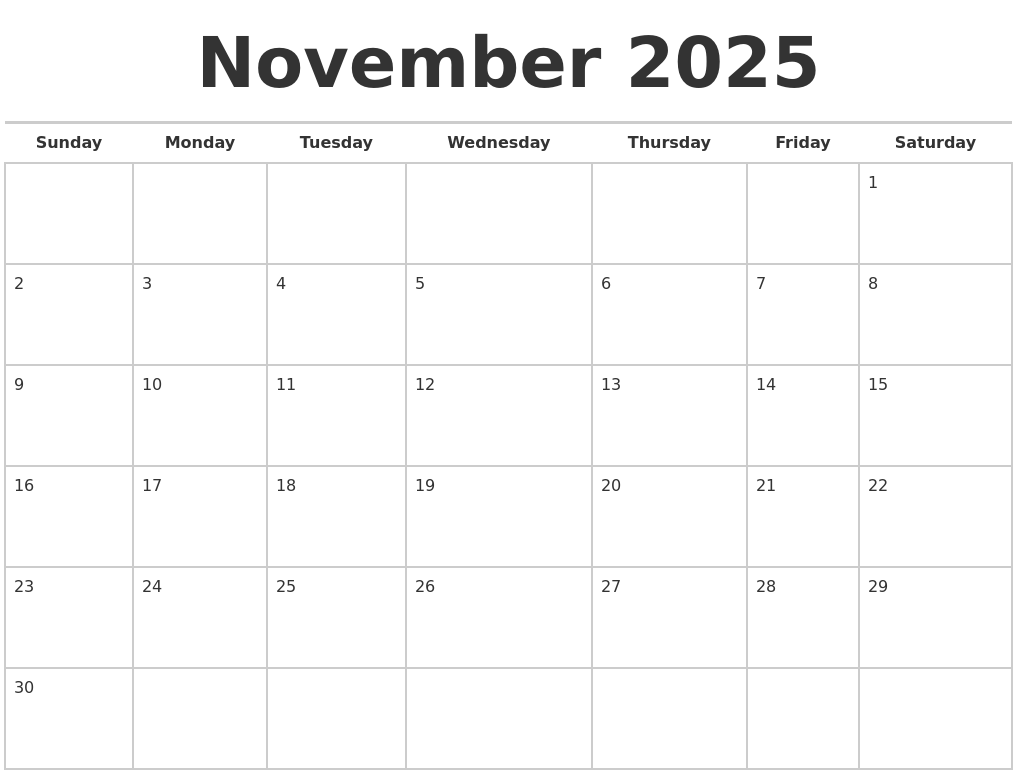 November 2025 Calendars Free