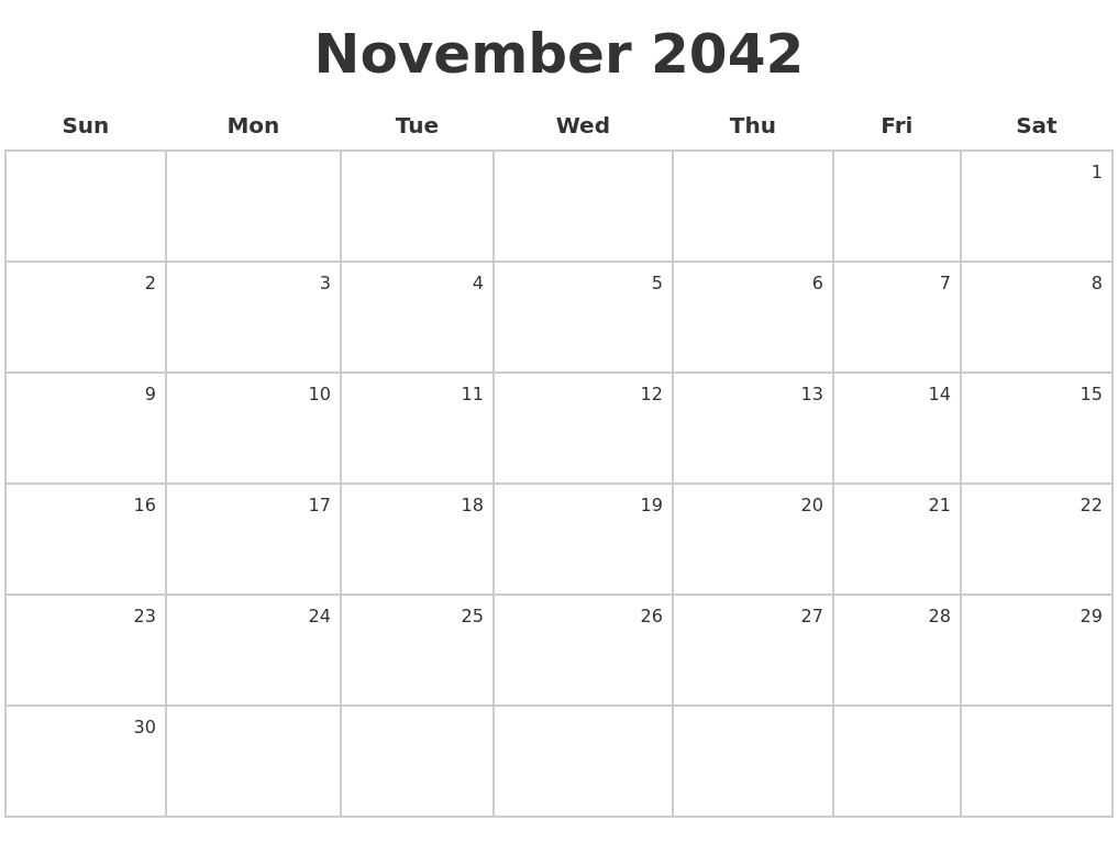 November 2042 Make A Calendar