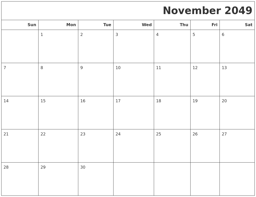 November 2049 Calendars To Print