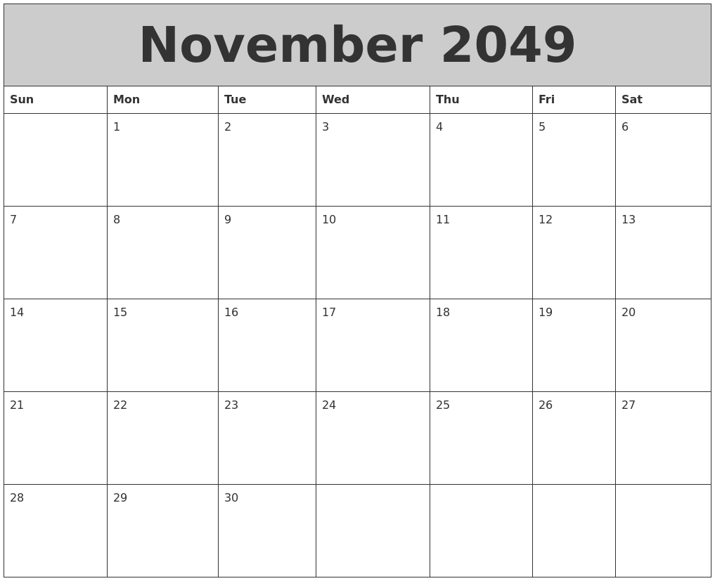 February 2050 Blank Calendar Template