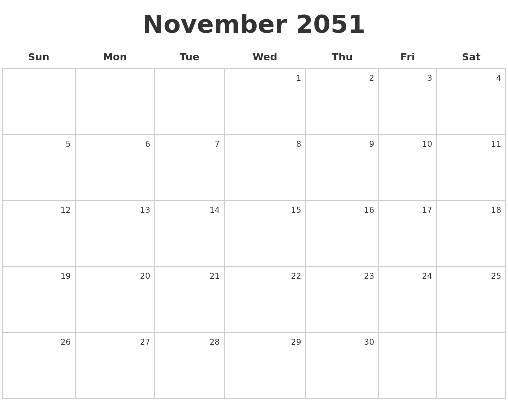 November 2051 Make A Calendar