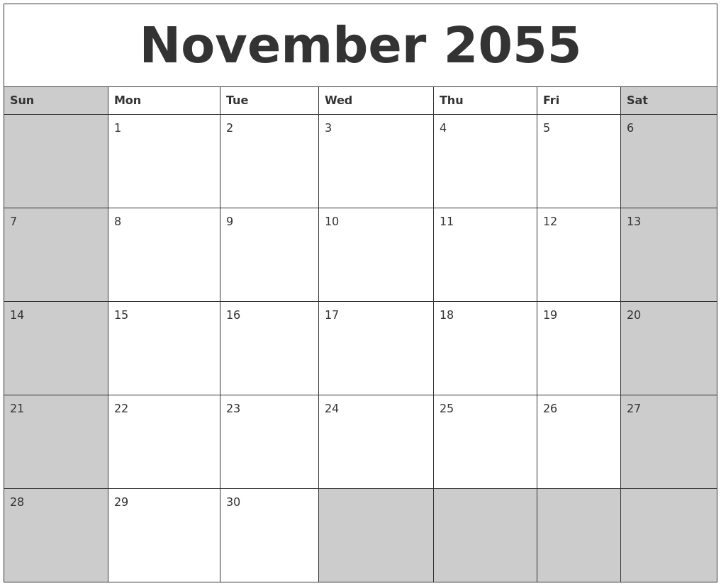 November 2055 Calanders