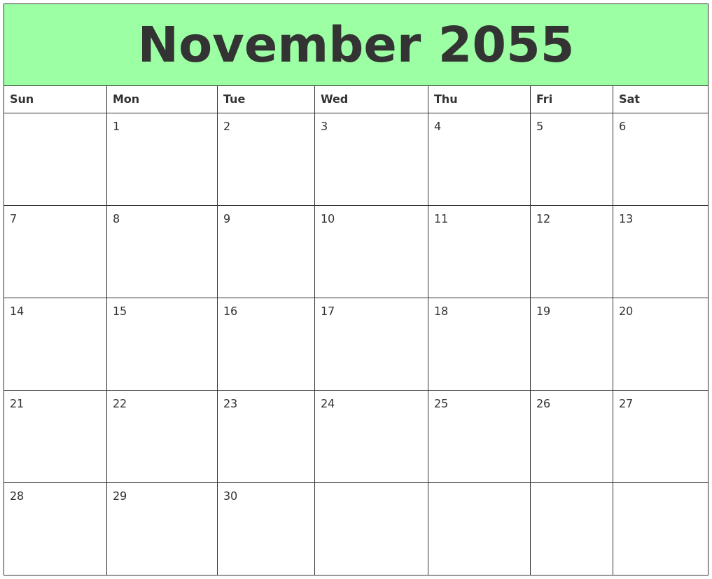 November 2055 Printable Calendars