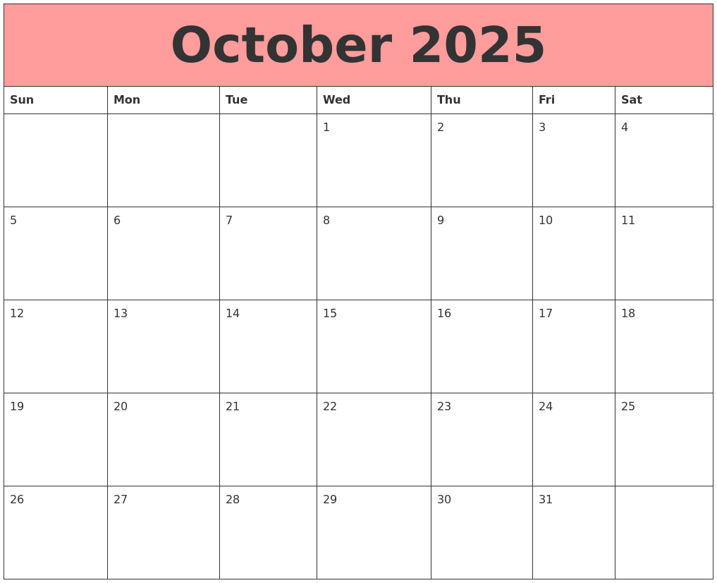 October 2025 Calendars That Work