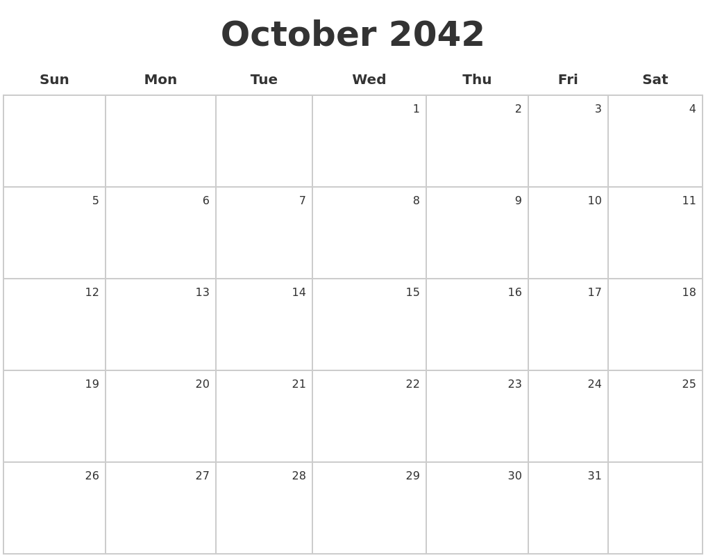 October 2042 Make A Calendar