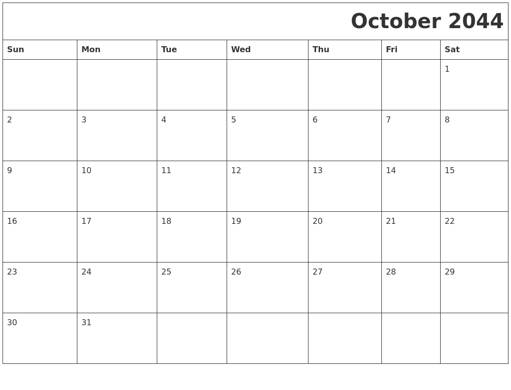 October 2044 Download Calendar