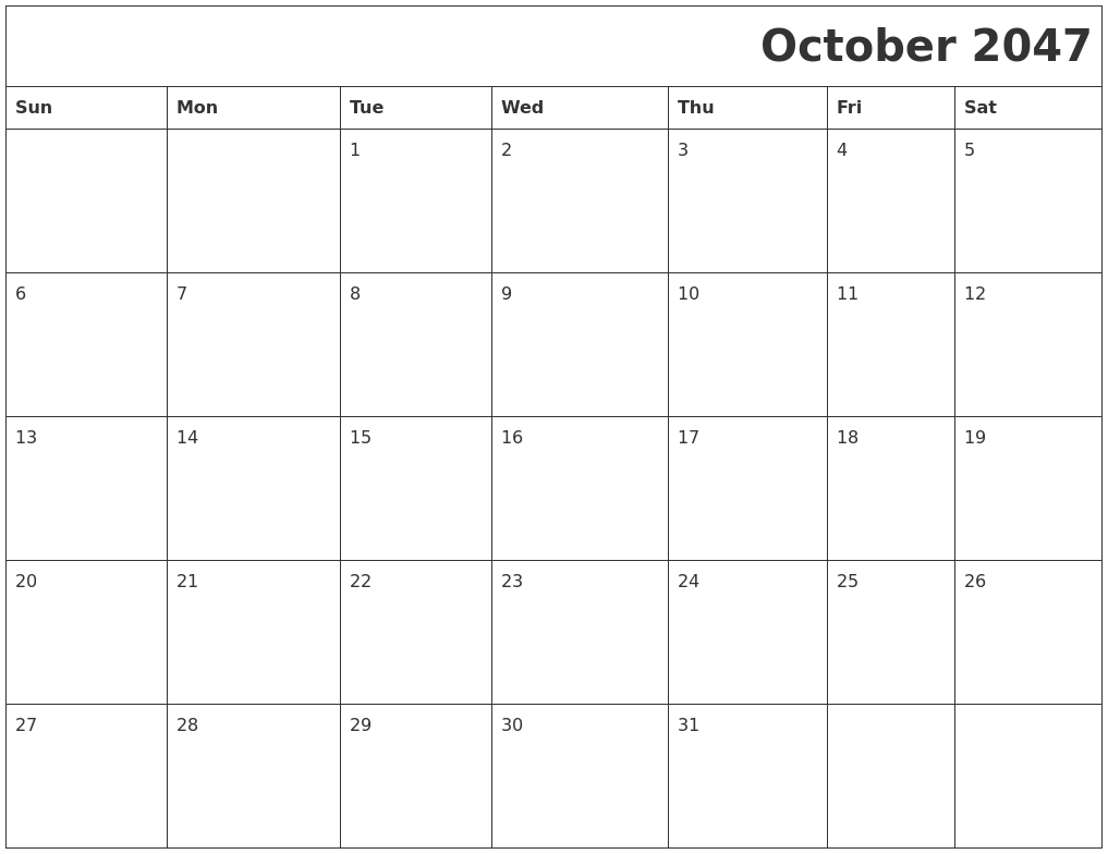 October 2047 Download Calendar