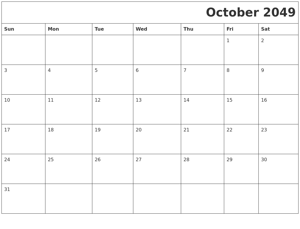 October 2049 Download Calendar