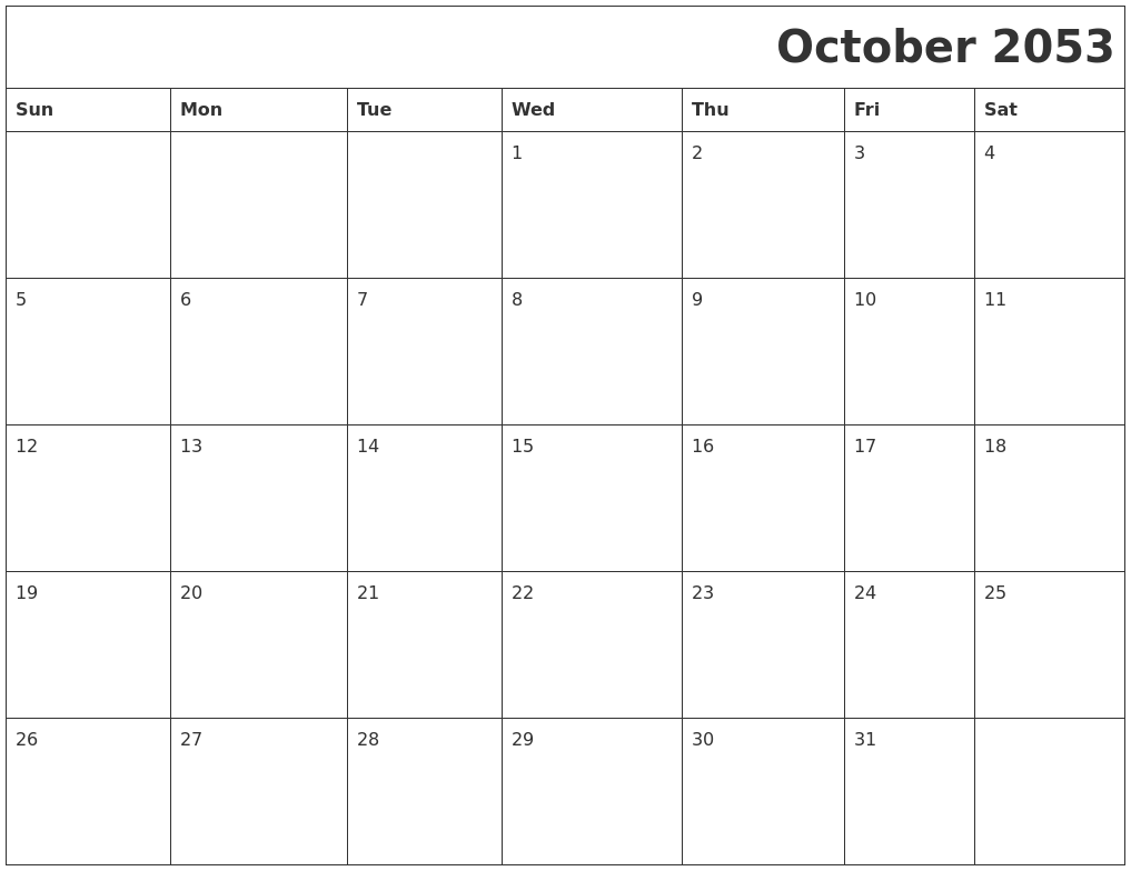 October 2053 Download Calendar