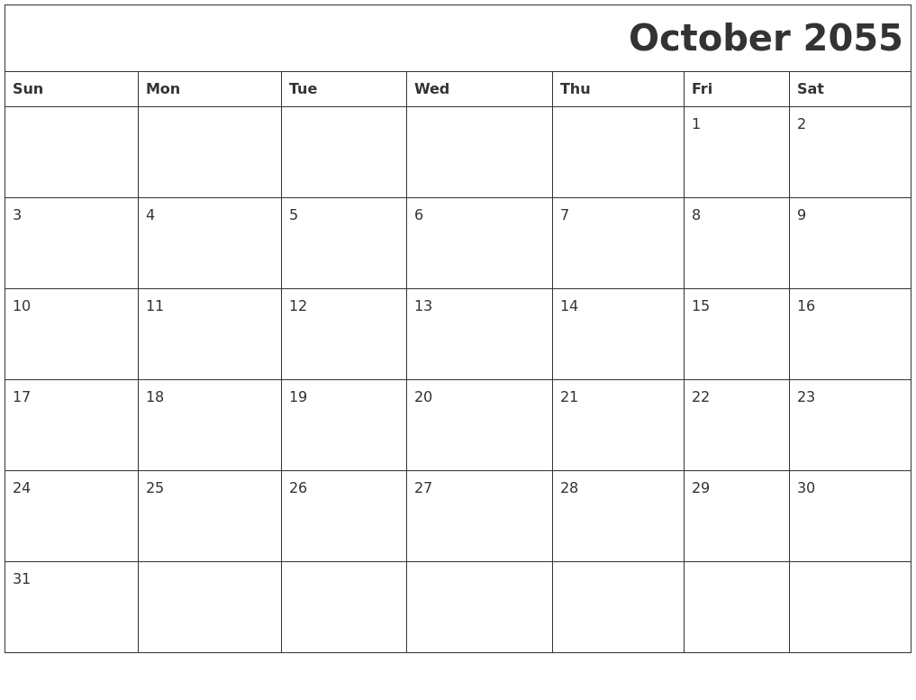 October 2055 Download Calendar