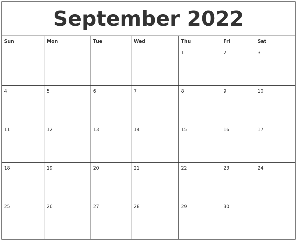 September 2022 Blank Schedule Template