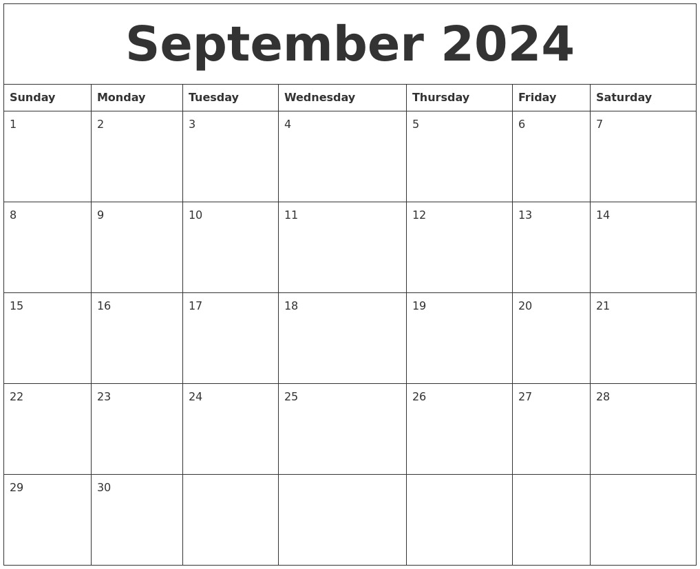 September 2024 Blank Printable Calendars