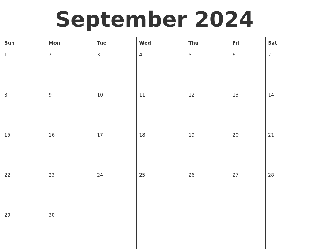 September 2024 Calendar For Printing