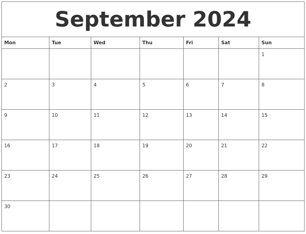 September 2024 Weekly Calendars