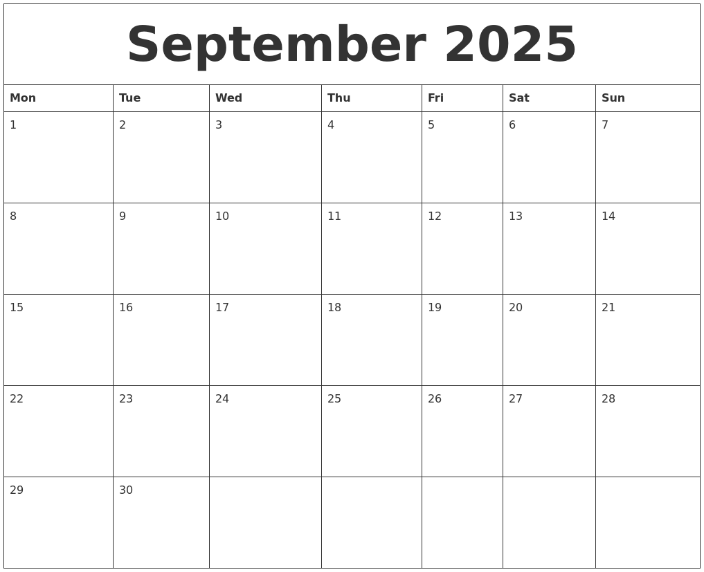 September 2025 Free Printable Blank Calendar