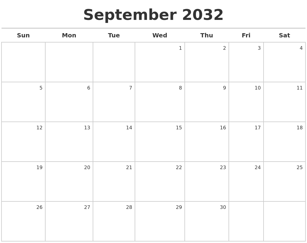 September 2032 Calendar Maker