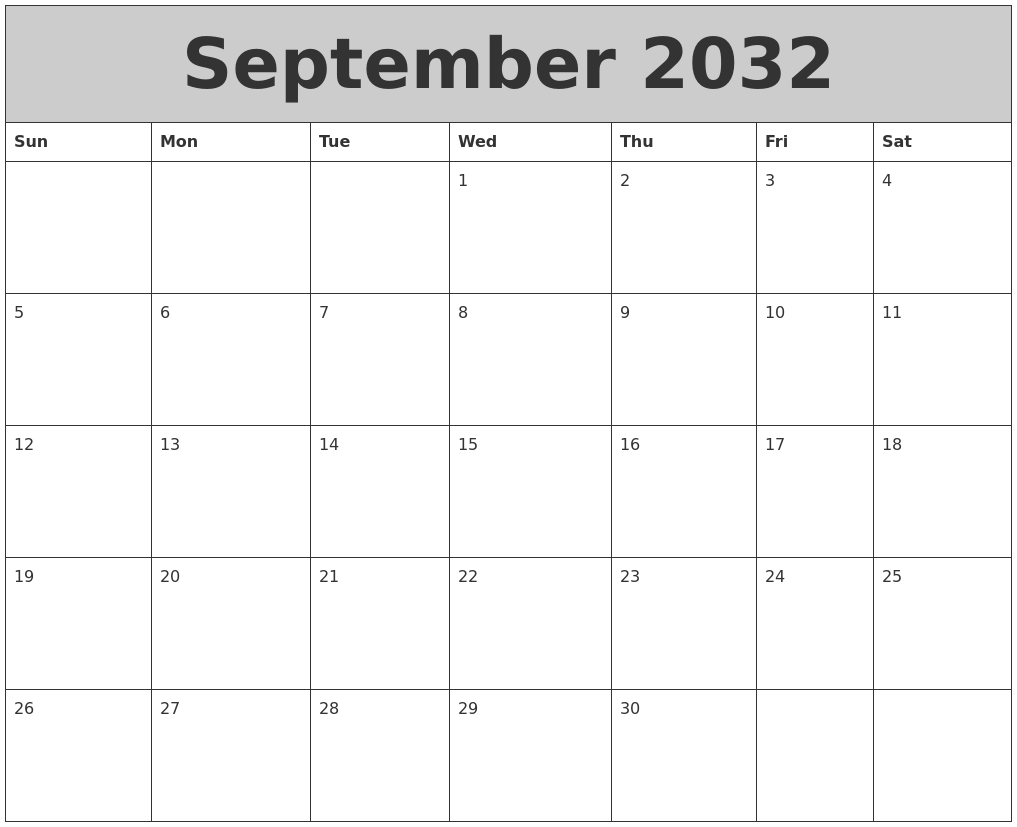 September 2032 My Calendar