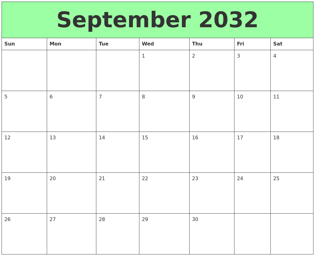 September 2032 Printable Calendars