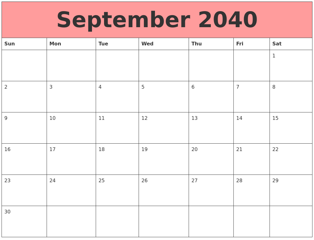 September 2040 Calendars That Work