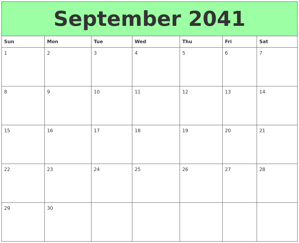September 2041 Printable Calendars
