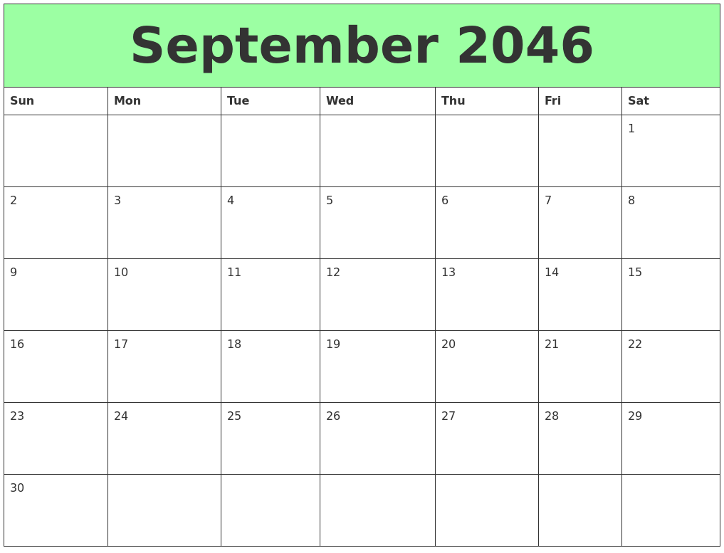 September 2046 Printable Calendars