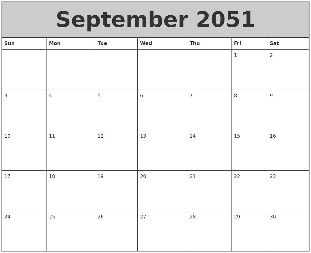 September 2051 My Calendar