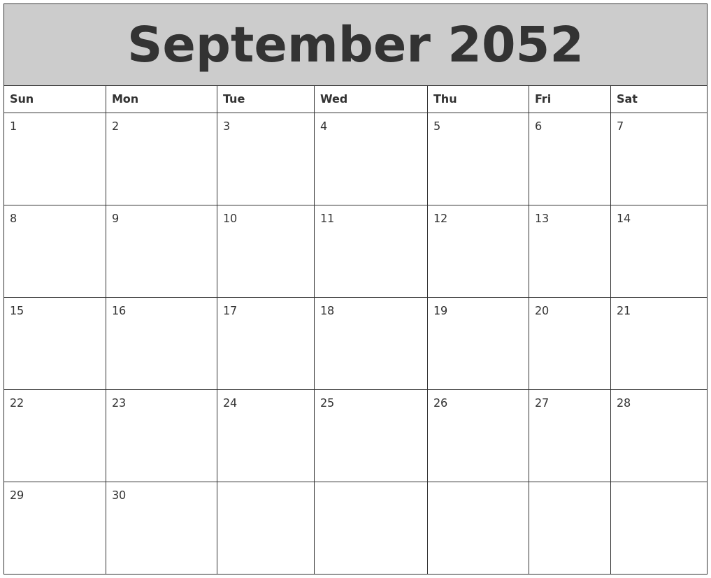 September 2052 My Calendar