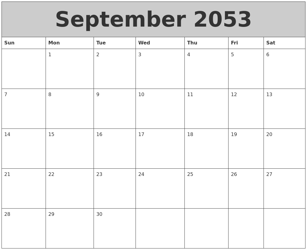 September 2053 My Calendar