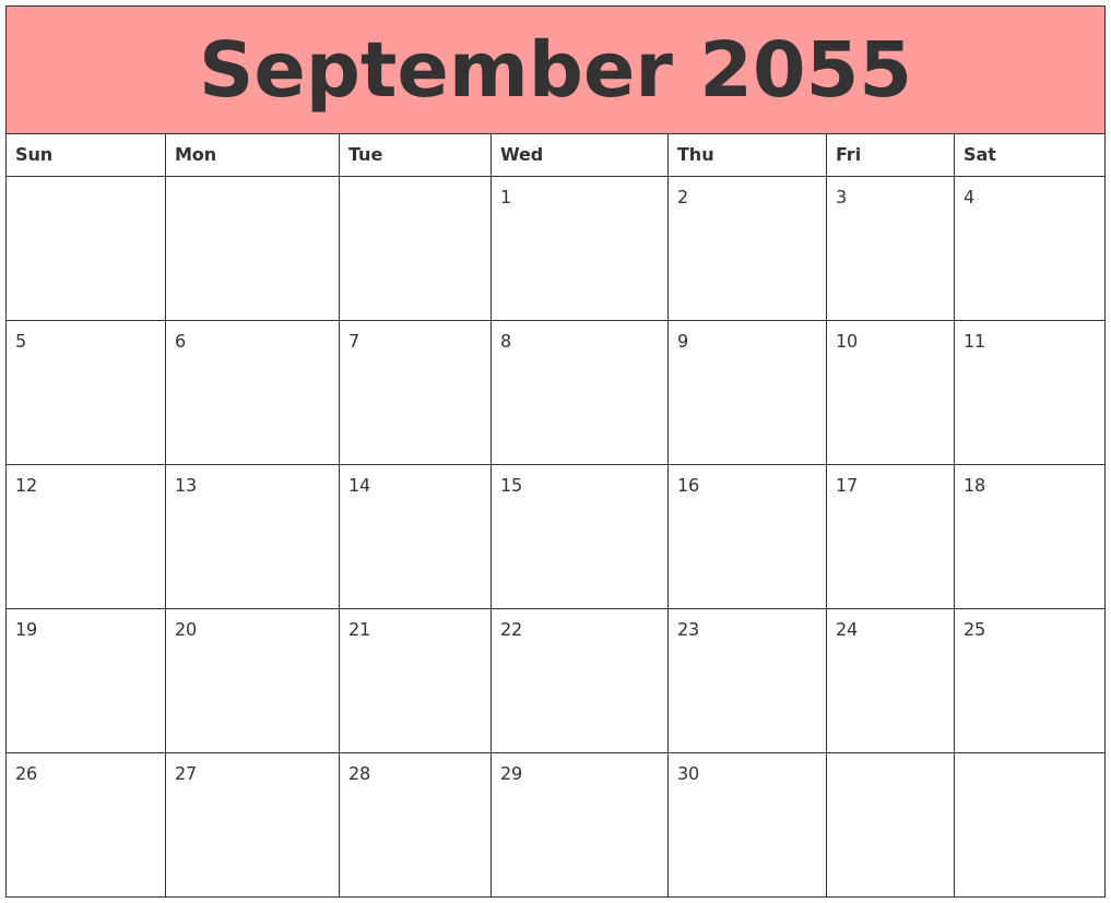 September 2055 Calendars That Work