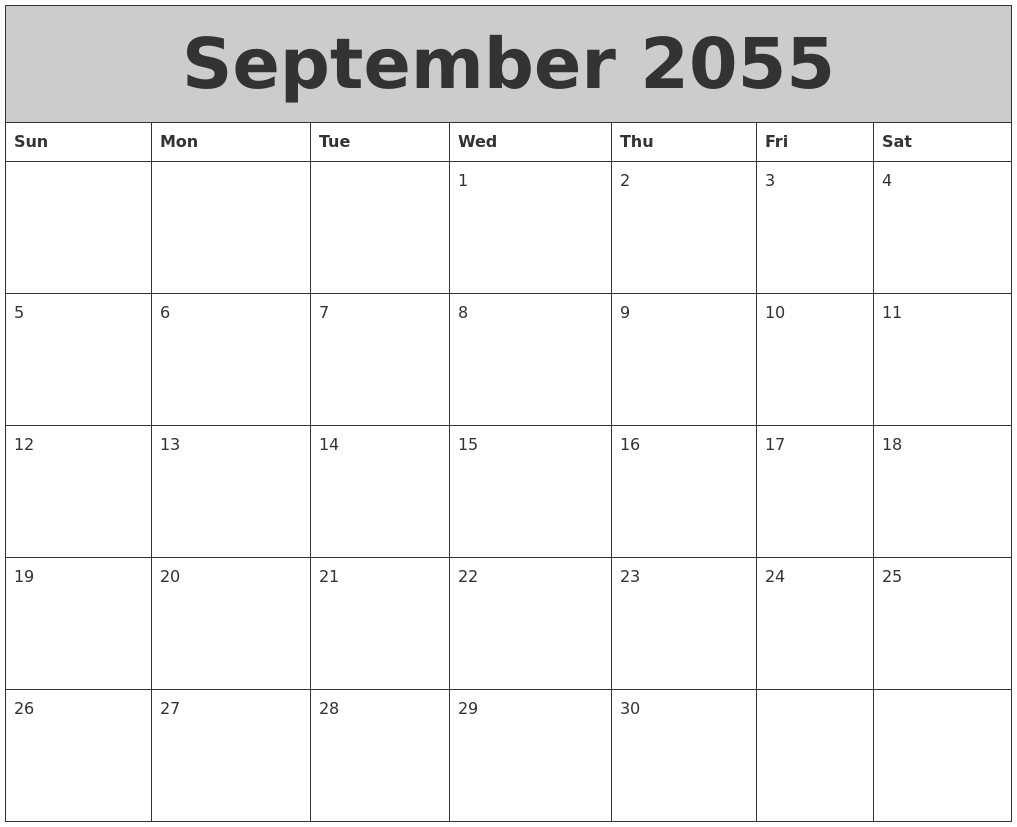 September 2055 My Calendar
