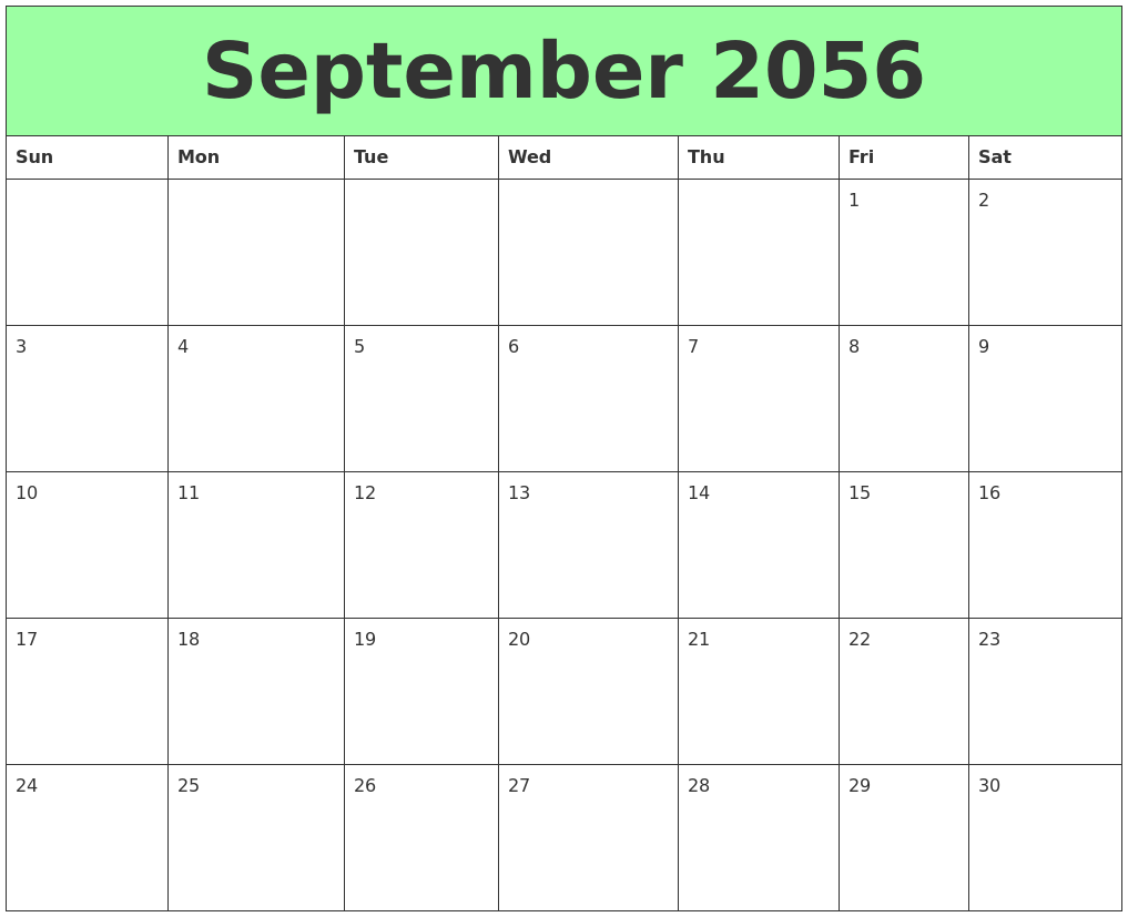 September 2056 Printable Calendars