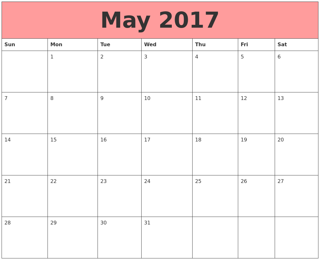 May 2017 Calendars That Work