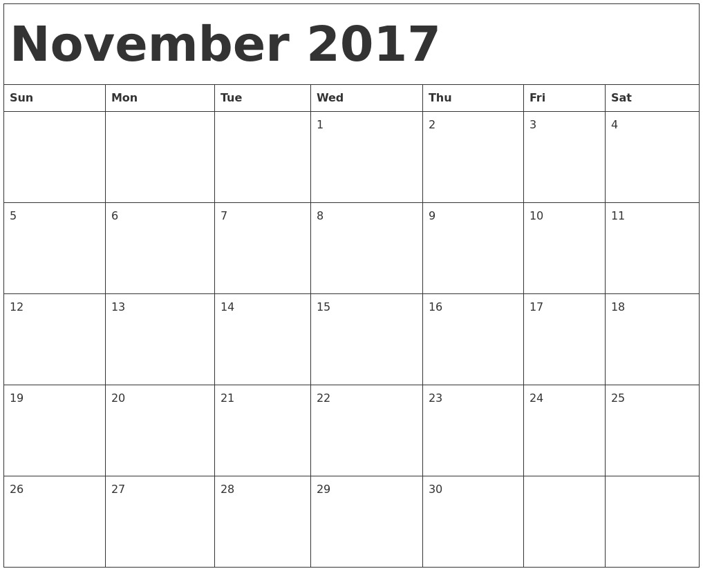 November Calendars